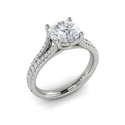 Round Classic, Split Shank Engagement Ring in Platinum by Vlora Bridal