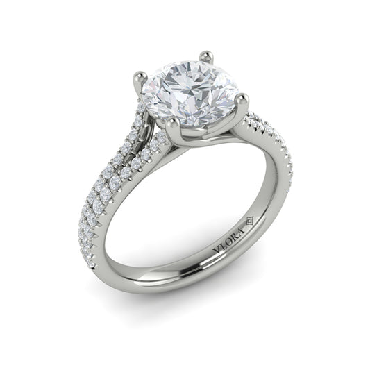 Round Classic, Split Shank Engagement Ring in Platinum by Vlora Bridal