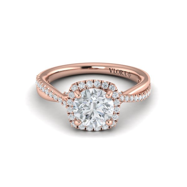Entwined Euro Halo Round Engagement Ring