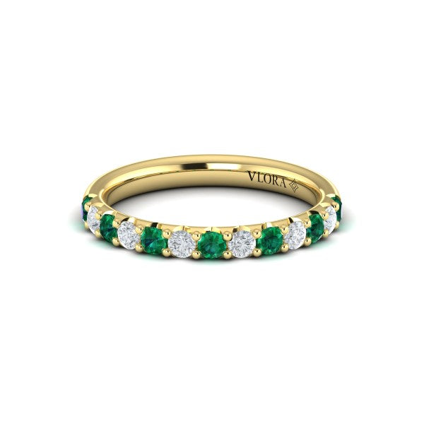 Emerald and Diamond Stackable Band
