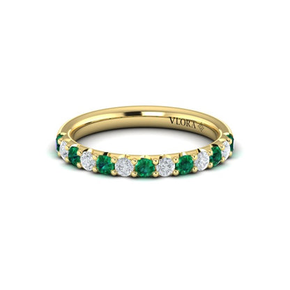 Emerald and Diamond Stackable Band