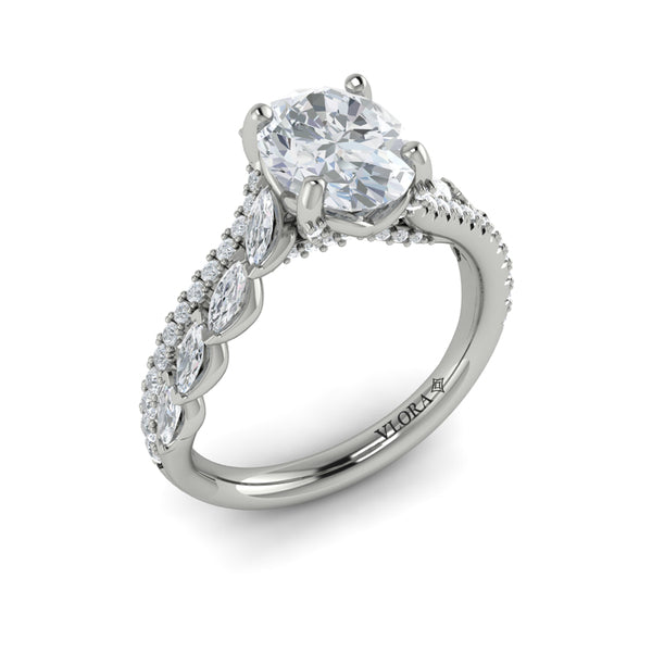 Oval Classic Engagement Ring in Platinum by Vlora Bridal