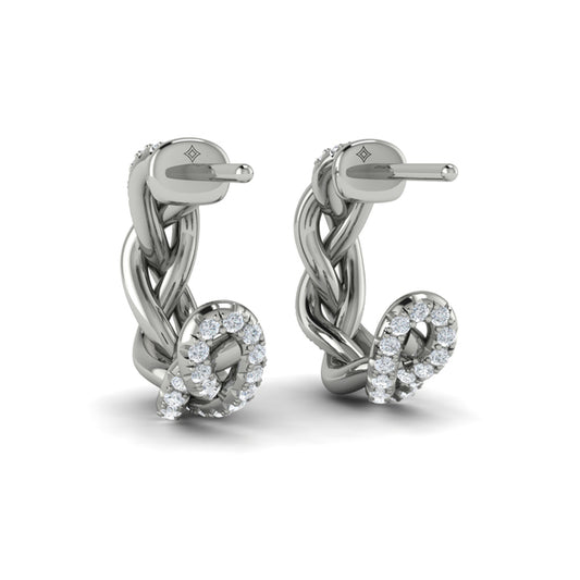 Alternating Diamond Twist Huggie Hoop Earrings