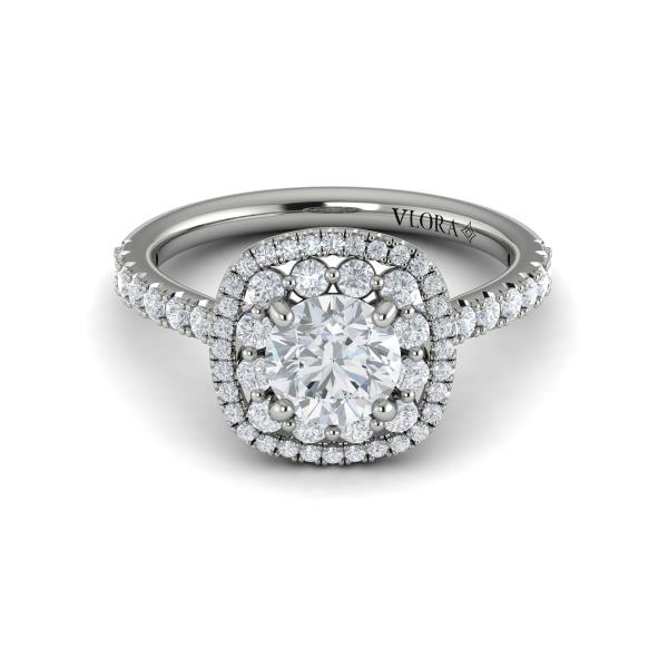 Double Euro Halo Round Engagement Ring