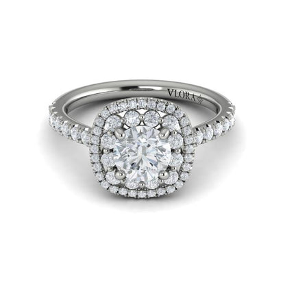 Double Euro Halo Round Engagement Ring