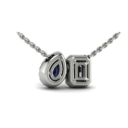 Diamond and Sapphire Toi et Moi Pendant