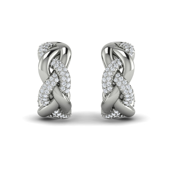 Alternating Diamond Twist Huggie Hoop Earrings