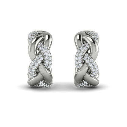 Alternating Diamond Twist Huggie Hoop Earrings