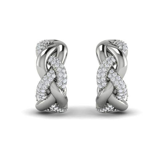 Alternating Diamond Twist Huggie Hoop Earrings