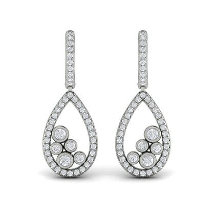 Pavé Pear Shaped and Bezel Set Diamond Earrings