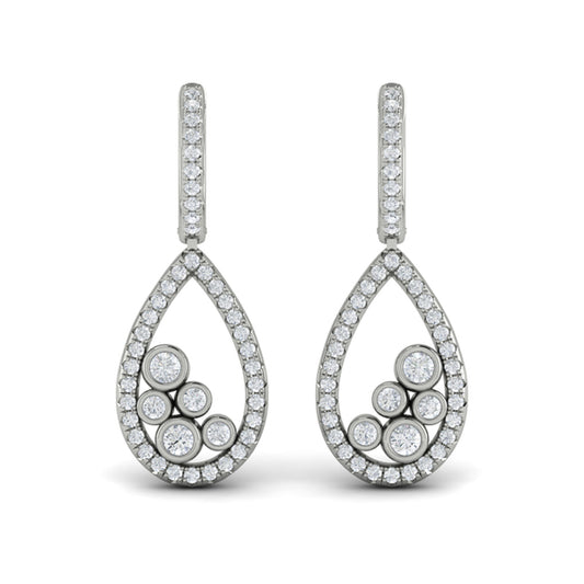 Pavé Pear Shaped and Bezel Set Diamond Earrings