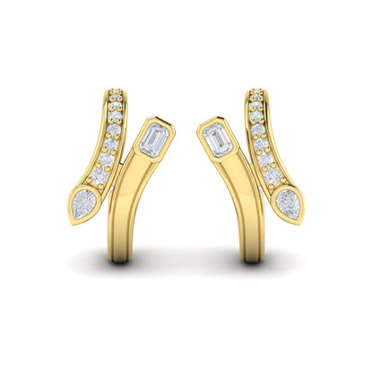 Pear and Emerald Diamond Bypass Hoop Earrings