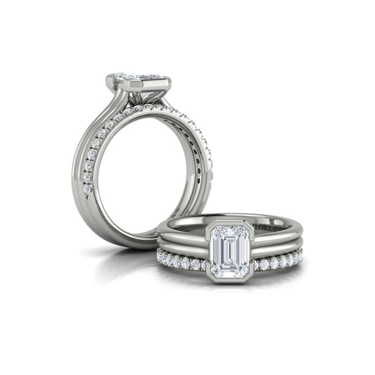 Veiled Emerald Cut Diamond Engagement Ring