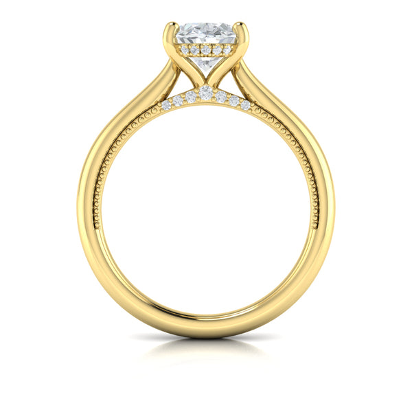 Modern Vintage Solitaire Engagement Ring with Hidden Halo