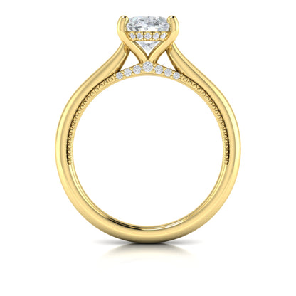 Modern Vintage Solitaire Engagement Ring with Hidden Halo