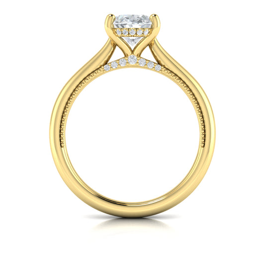 Modern Vintage Solitaire Engagement Ring with Hidden Halo