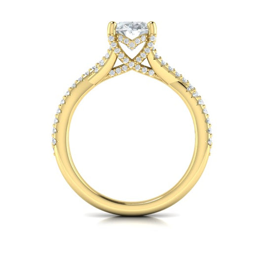 Woven Pave Oval Diamond Engagement Ring