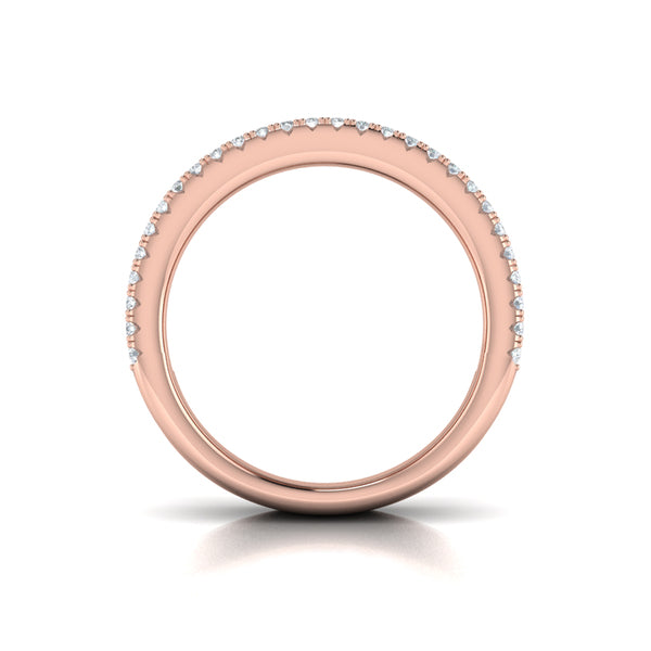 Concave Fluted Ring Edged with Diamonds