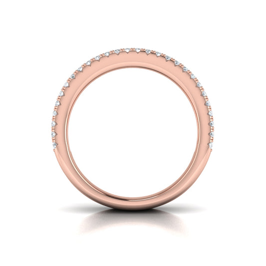 Concave Fluted Ring Edged with Diamonds