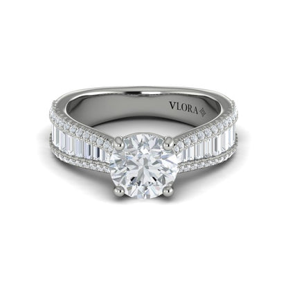 Round Classic Engagement Ring in Platinum by Vlora Bridal