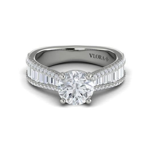 Round Classic Engagement Ring in Platinum by Vlora Bridal