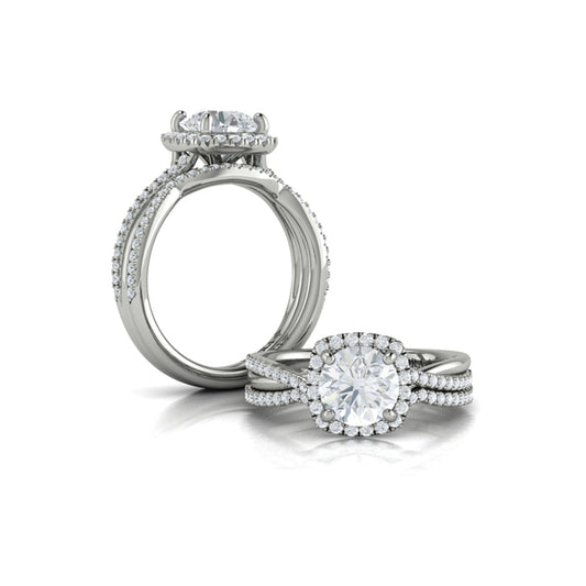 Entwined Euro Halo Round Engagement Ring