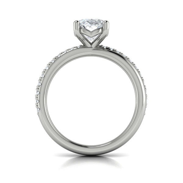 Oval Straight Row Engagement Ring in Platinum by Vlora Bridal