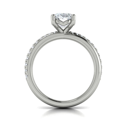 Oval Straight Row Engagement Ring in Platinum by Vlora Bridal