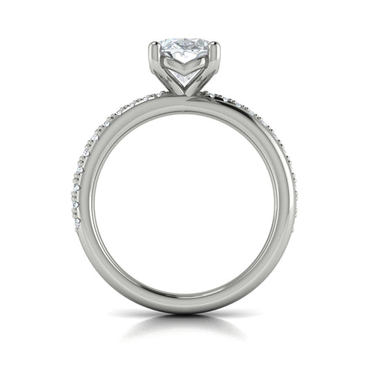 Oval Straight Row Engagement Ring in Platinum by Vlora Bridal