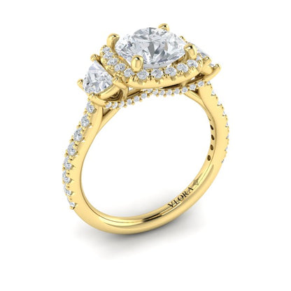 Trio Round Halo Engagement Ring