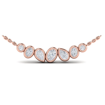 Bezel‑Set Pear, Oval and Round Shaped Diamond Curved Necklace