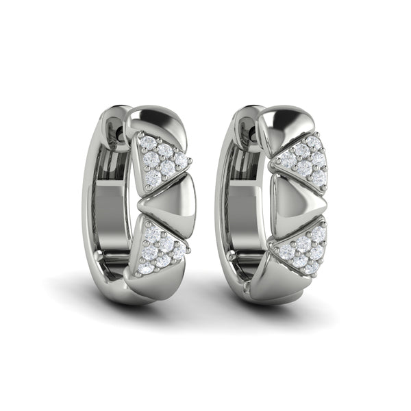 Double Diamond Trinity Huggie Earrings