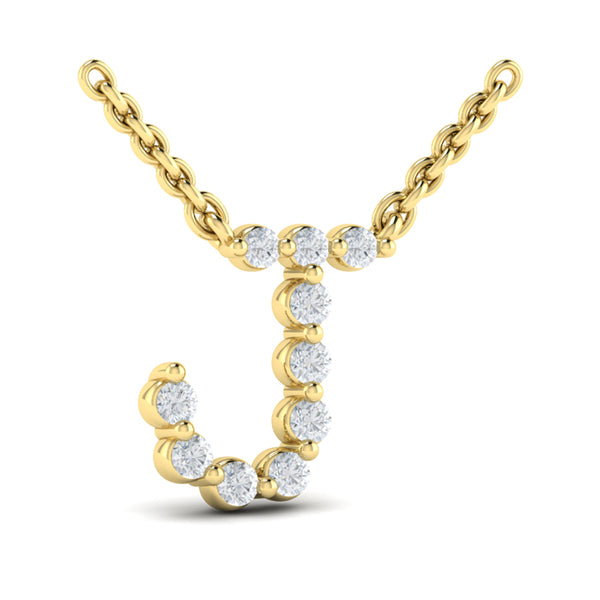 Diamond Alphabet Pendant Necklace, J