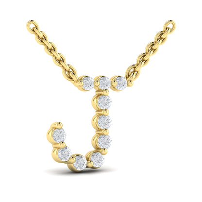 Diamond Alphabet Pendant Necklace, J