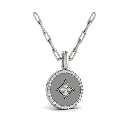 Center Star Diamonds and Bezel Pendant Necklace