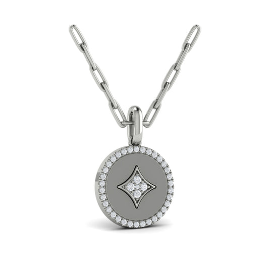 Center Star Diamonds and Bezel Pendant Necklace