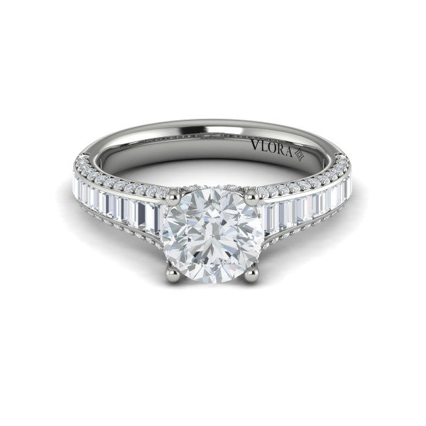 Dramatic Cathedral Hidden Halo Engagement Ring