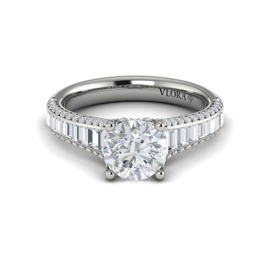 Dramatic Cathedral Hidden Halo Engagement Ring