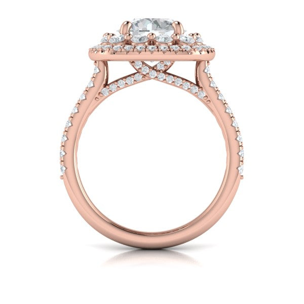 Double Euro Halo Round Engagement Ring