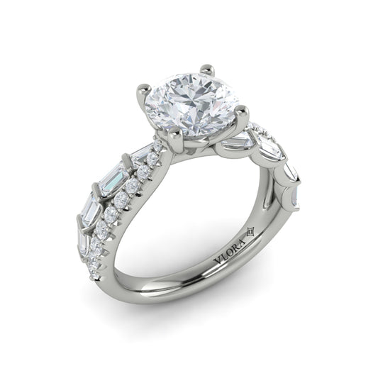 Round Classic Engagement Ring in Platinum by Vlora Bridal