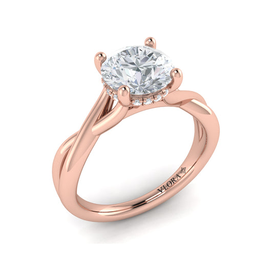 Entwined Solitaire Engagement Ring with Hidden Halo