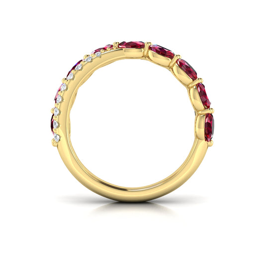 Multi Diamond and Ruby Twist Statement Ring