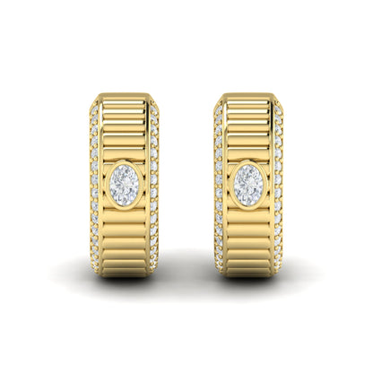 Bezel-Set Oval Diamond Huggie Earrings