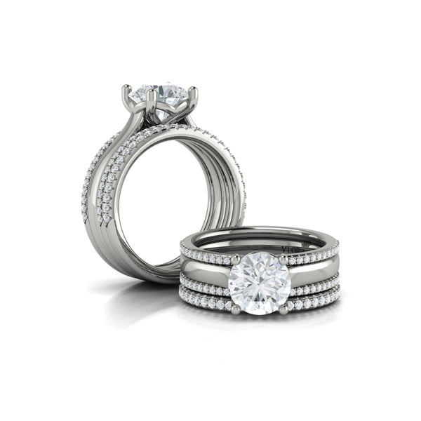 Round Classic Engagement Ring in Platinum by Vlora Bridal