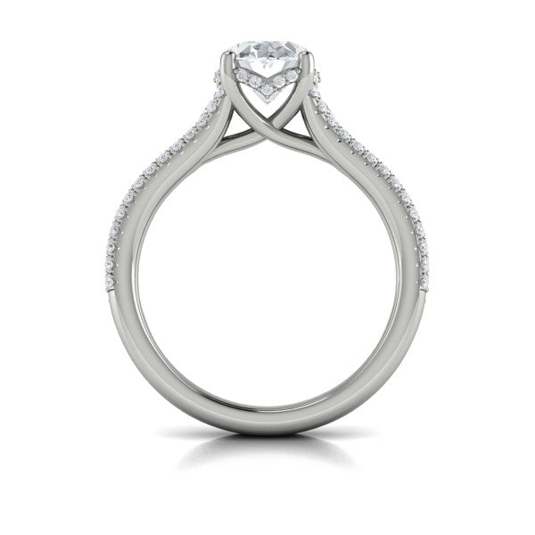 Bold Cathedral Oval Diamond Engagement Ring