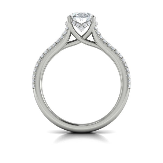 Bold Cathedral Oval Diamond Engagement Ring