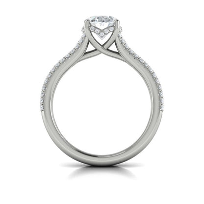 Bold Cathedral Oval Diamond Engagement Ring