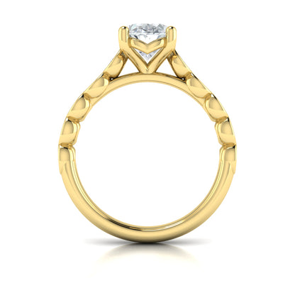 Bezel Oval Diamond Band Engagement Ring