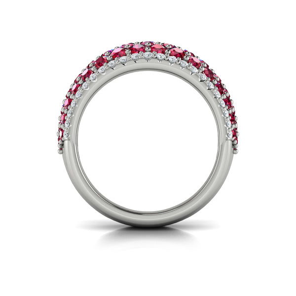 Diamond and Ruby Multi-Row Statement Ring