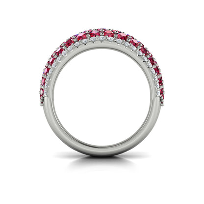 Diamond and Ruby Multi-Row Statement Ring